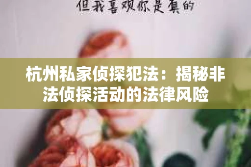 杭州私家侦探犯法：揭秘非法侦探活动的法律风险