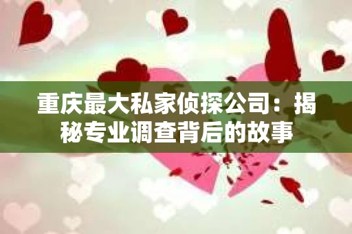 重庆最大私家侦探公司：揭秘专业调查背后的故事