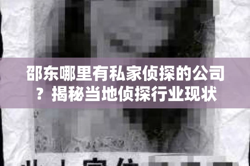 邵东哪里有私家侦探的公司？揭秘当地侦探行业现状